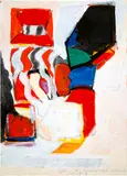 Rolf Iseli, An + übereinandergereihte Bildmotive, 1967, Drawing in gouache, pencil and chalk
