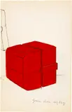 Rolf Iseli, Grosser roter Holzklotz, Around 1960, Gouache, pencil, ink and coloured pencil