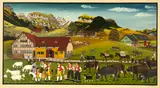 Willi Keller, Nach dem Alpabzug, 1977, Oil on hardboard