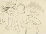 Unterhaltung im Café by Ernst Ludwig Kirchner, Around 1910, Drawing in pencil, partially lightly wiped, sold Jun 2023