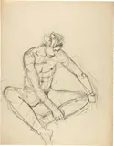 Anton Kolig, Sitzender Männerakt, Pencil drawing