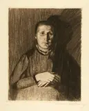 Käthe Kollwitz, Frau mit übereinandergelegten Händen, 1898-1899, Line etching, drypoint, aquatint, emery and dot roulette