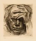 Käthe Kollwitz, Selbstbildnis mit der Hand an der Stirn