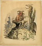 Alfred Kubin, Pan - Das Waldgespenst, Around 1923, Watercolour and pen and ink drawing