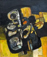 Komposition by Carl Walter Liner, 1964, Oil on rough canvas, sold Jun 2023