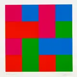 Richard Paul Lohse, Vier verschränkte farbmengengleiche Gruppen, 1973, Screen printing in 4 colours