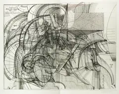 Bernhard Luginbühl, Grosser Zyklop II, 1970, Copper engraving on two plates. Printed on two sheets