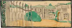 Elena Luksch-Makowsky, Häusergruppe, 1910, Watercolour over preliminary drawing in pencil