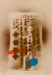 Meret Oppenheim, Mann, nach links gehend, September, 1978, Spray and stencil painting, collaged