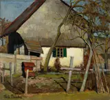 Théodore Pasche, Petite ferme Vaudoise, Oil on cardboard