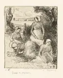 Camille Pissarro, Groupe de paysannes, Around 1896, Lithograph