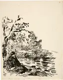Camille Pissarro, Femme assise au bord d'un étang
