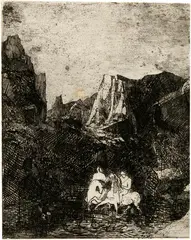 Odilon Redon, Les deux petits cavaliers, 1865, Etching