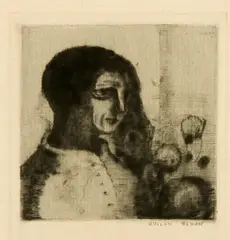 Odilon Redon, Enigme, 1892, Etching