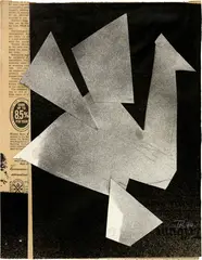 Hans Richter, Vogel Selbdritt, 1974, Collage with ink and pencil