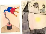 Hans Schärer, Ohne Titel. - Ohne Titel, Around 1969-1972, Drawing in pen and ink and watercolour