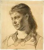 Karl Stauffer-Bern, Studie zu einem jungen Mädchen (vermutlich Amalie Stauffer), um 1877, Charcoal and chalk drawing