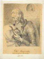 Karl Stauffer-Bern, Der Stickschneider, 1870, Pencil drawing
