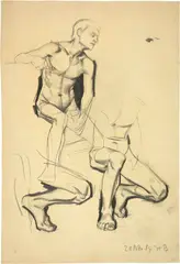 Karl Stauffer-Bern, Studien zu Jesus bei Simon, 1884, 1884, Pencil drawing