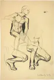 Karl Stauffer-Bern, Studien zu Jesus bei Simon, 1884, 1884, Pencil drawing