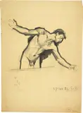 Karl Stauffer-Bern, Studie zu einem männlichen Akt, 1884, Charcoal drawing