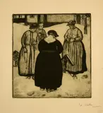 Edouard Vallet, Autour d'une tombe, 1909, Etching, aquatint and drypoint