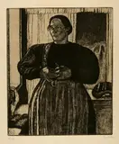 Edouard Vallet, Paysanne s'habillant, 1917, Etching, roulette and aquatint