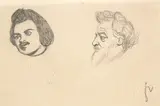 Félix Vallotton, Honoré de Balzac et William Morris, Around 1895, Pencil drawing