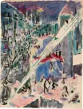 Otto von Wätjen, Tanz auf den Dächern (Studie), Around 1915, Oil over pencil
