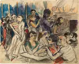Otto von Wätjen, In der Hafenkneipe, Around 1925, Colour pencil and pencil