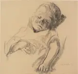 Käthe Kollwitz, Schlafender Junge, circa 1928, Charcoal drawing