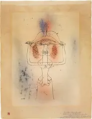 Paul Klee, Die Sängerin der komischen Oper, 1925 - work number 1925.W 5 (225), Lithograph, hand-coloured in watercolour, sprayed