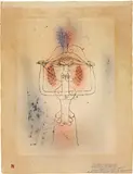 Paul Klee, Die Sängerin der komischen Oper, 1925 - work number 1925.W 5 (225), Lithograph, hand-coloured in watercolour, sprayed