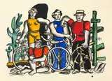 Fernand Léger, Les cyclistes - La belle équipe, Composition aux quatre personnages, 1944, Indian ink, heightened and watercolour, over pencil squaring