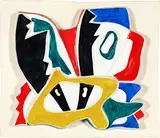 Fernand Léger, Plante grasse à taches jaunes, 1951, Terracotta relief, enamelled with white engobe, the surfaces coloured
