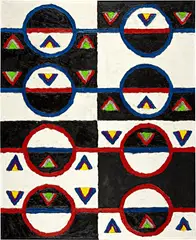 Directions in Cool Color, Directions in Warm Color by Alfred Jensen, 1961, Oil on canvas, sold Jun 2022