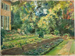 Max Liebermann, Die Blumenterrasse im Wannseegarten nach Norden, 1929, Oil on canvas
