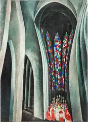 Otto Morach, Das Bild vom gotischen Dom / Im Dom, circa 1918/1919, Oil on jute