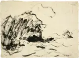Emil Nolde, Schlepper mit Rauch, 1910, Brush drawing in Indian ink