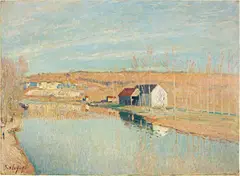 Alfred Sisley, Le Loing et les coteaux de Saint-Nicaise - Soleil de Mars, March 1890, Oil on canvas