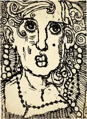 "Ida" (recto) - "Le linge des femmes de nuits" (verso) by Louis Soutter, circa 1930, Drawing in Indian ink, reverse side rotated 180 degrees also drawing in ink, sold Jun 2022
