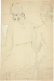 Cuno Amiet, Hanni und Annel am Klavier, 1905, Drawing in pencil, heightened with white