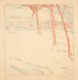 Cuno Amiet, Winterlandschaft mit vier Bäumen