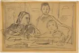 Albert Anker, Die Geschwister Zaeslin, Around 1896, Drawing in pencil