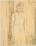 René Victor Auberjonois, Fille, 1937, Pencil drawing