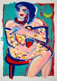 Elvira Bach, Frau an der Bar, 1982, Colour serigraph