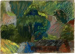 Hans Berger, Landschaft mit Bäumen und Sträuchern, Pastel