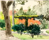 Hans Berger, Garten in Biberist. - Ansicht von einer Scheune