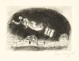 Marc Chagall, Avec la Thora au dessus de la ville, 1924-1925, edition 1957, Etching