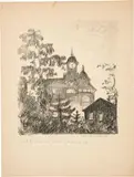 Giovanni Giacometti, Das Verlagshaus «Der Bund» in Bern, Around 1922/1923, Drawing in black and colour pencil